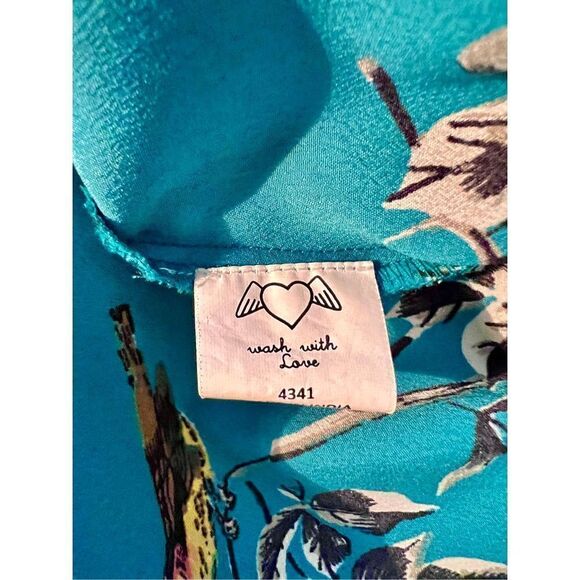 Hell Bunny Womens Blue Green Birdy Round Neck Short Sleeve A Line Dress X-Small - Picture 7 of 14